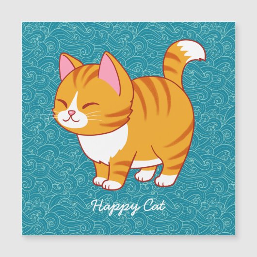 Happy Cat Personalisiert Magneteinladung (Vorderseite)