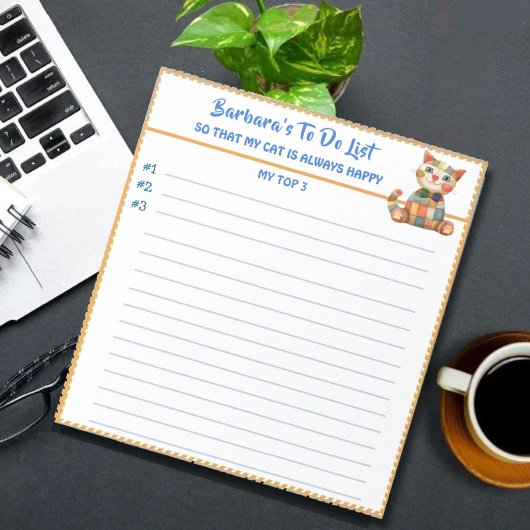 Happy Cat Personalisiert Planner Einfach modern Notizblock