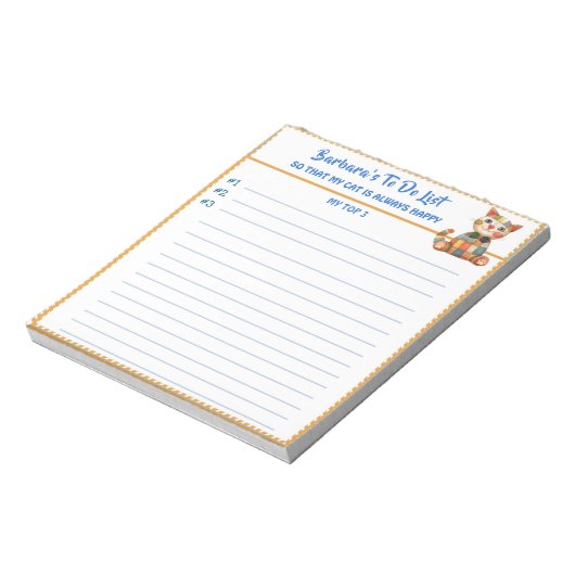 Happy Cat Personalisiert Planner Einfach modern Notizblock (Rotiert)