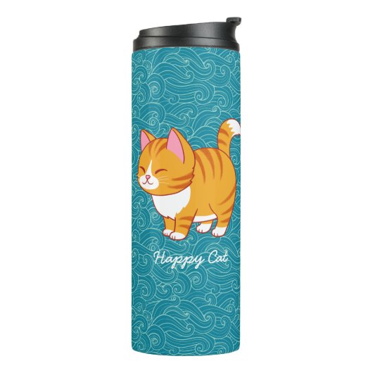 Happy Cat Personalisiert Thermosbecher (Nach links gedreht)