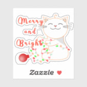 Happy Cat Playing with LED Light | Niedliche Weihn Aufkleber (Blatt)