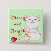 Happy Cat Playing with LED Light | Niedliche Weihn Button (Vorderseite)