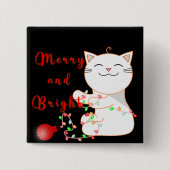 Happy Cat Playing with LED Light | Niedliche Weihn Button (Vorderseite)