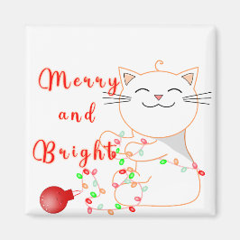Happy Cat Playing with LED Light | Niedliche Weihn Magnet