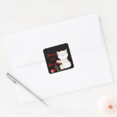 Happy Cat Playing with LED Light | Niedliche Weihn Quadratischer Aufkleber (Umschlag)