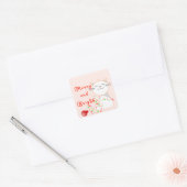 Happy Cat Playing with LED Light | Niedliche Weihn Quadratischer Aufkleber (Umschlag)