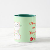 Happy Cat Playing with LED Light | Niedliche Weihn Tasse (Zentrum)