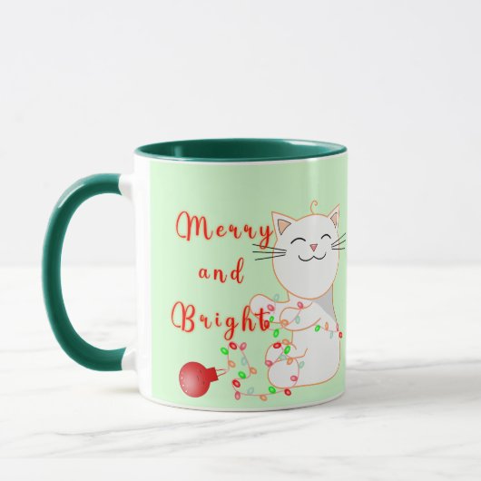 Happy Cat Playing with LED Light | Niedliche Weihn Tasse (Links)