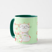 Happy Cat Playing with LED Light | Niedliche Weihn Tasse (Vorderseite Links)