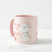 Happy Cat Playing with LED Light | Niedliche Weihn Tasse (Vorderseite Links)