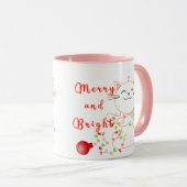 Happy Cat Playing with LED Light | Niedliche Weihn Tasse (VorderseiteRechts)