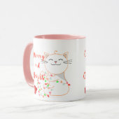 Happy Cat Playing with LED Light | Niedliche Weihn Tasse (Vorderseite Links)