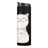 Happy Cat Playing with LED Light | Niedliche Weihn Thermosbecher (Nach rechts gedreht)