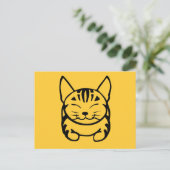 Happy Cat Post Card (schwarz auf gelb) Postkarte (Stehend Vorderseite)