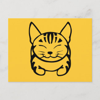 Happy Cat Post Card (schwarz auf gelb) Postkarte