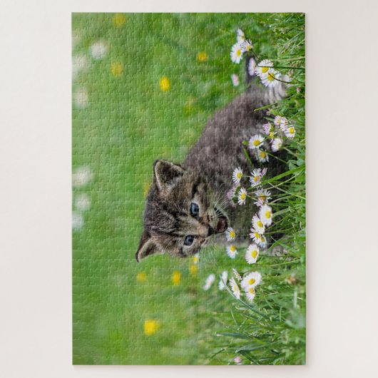 Happy Cat spielt mit Blume Puzzle (Vertikal)