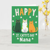 Happy Cat St Pattys Day Nana Card Karte (Gelbe Blume)