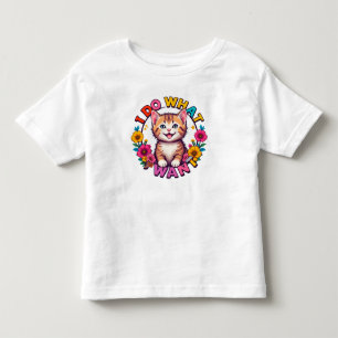 Happy Cat umgeben von lebendigen Blume Kleinkind T-shirt