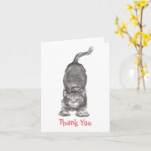 Happy Cat Vielen Dank Note Card Karte (Gelbe Blume)