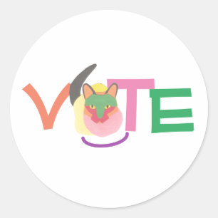 Happy Cat Vote GOTV Button Runder Aufkleber
