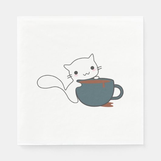 Happy Cat with Coffee Serviette (Vorderseite)