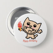 Happy Cat with Ice Cream Button (Vorne & Hinten)