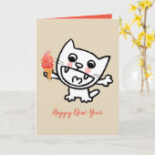 Happy Cat with Ice Cream Karte (Gelbe Blume)