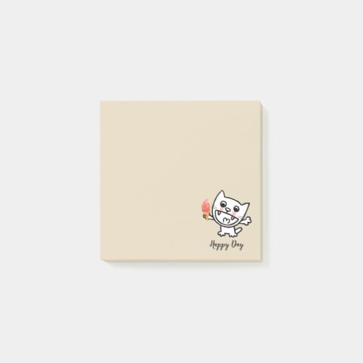 Happy Cat with Ice Cream Post-it Klebezettel (Vorderseite)