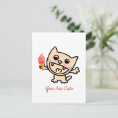 Happy Cat with Ice Cream Postkarte (Stehend Vorderseite)