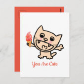 Happy Cat with Ice Cream Postkarte (Vorne/Hinten)