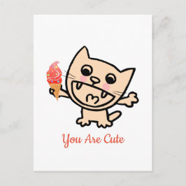 Happy Cat with Ice Cream Postkarte