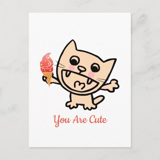 Happy Cat with Ice Cream Postkarte (Vorderseite)