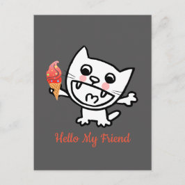 Happy Cat with Ice Cream Postkarte