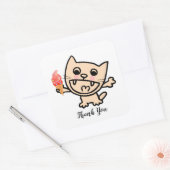 Happy Cat with Ice Cream Quadratischer Aufkleber (Umschlag)