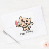 Happy Cat with Ice Cream Quadratischer Aufkleber (Umschlag)