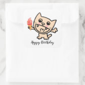 Happy Cat with Ice Cream Quadratischer Aufkleber (Tasche)