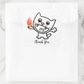 Happy Cat with Ice Cream Quadratischer Aufkleber (Tasche)