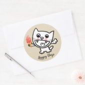 Happy Cat with Ice Cream Runder Aufkleber (Umschlag)