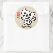 Happy Cat with Ice Cream Runder Aufkleber (Tasche)