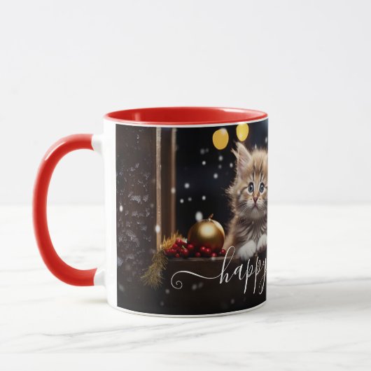 Happy Catmas Katze Schöne Foto Vorlage Text Tasse (Links)