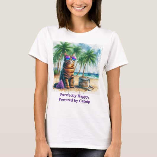 Happy Catnip Cat Funny Cat Lovers T-Shirt (Vorderseite)