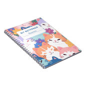 Happy Cats and Blume Notebook Cover Notizblock (Rechte Seite)