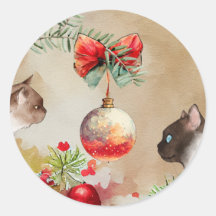 Happy Cats, Aquarell Ornamente und Pine Christmas