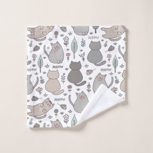 Happy Cats Badhandtuch Set (Waschlappen)