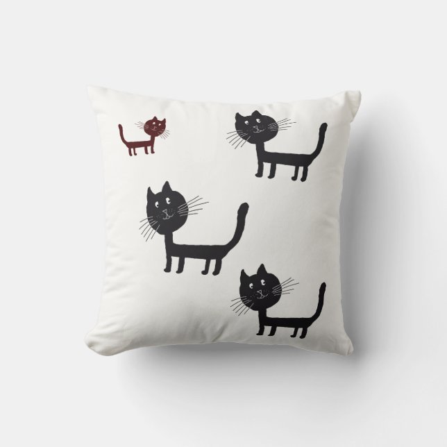 Happy Cats Lithografy Throw Cushion Kissen (Vorderseite)