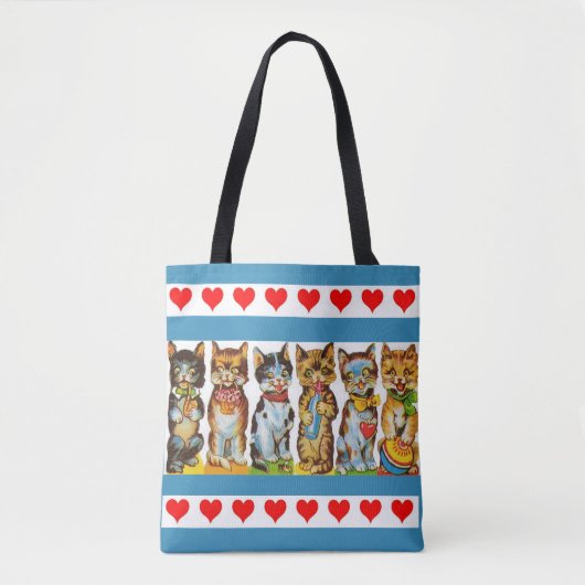 Happy Cats und Herz drucken Tasche (Vorderseite)