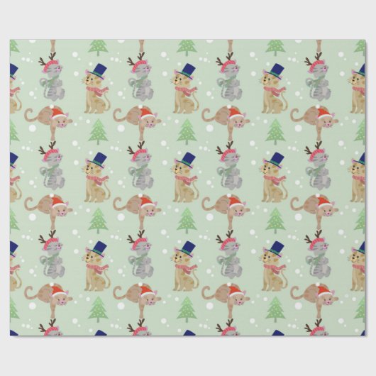Happy Cats Weihnachtsmuster Geschenkpapier (Flach)