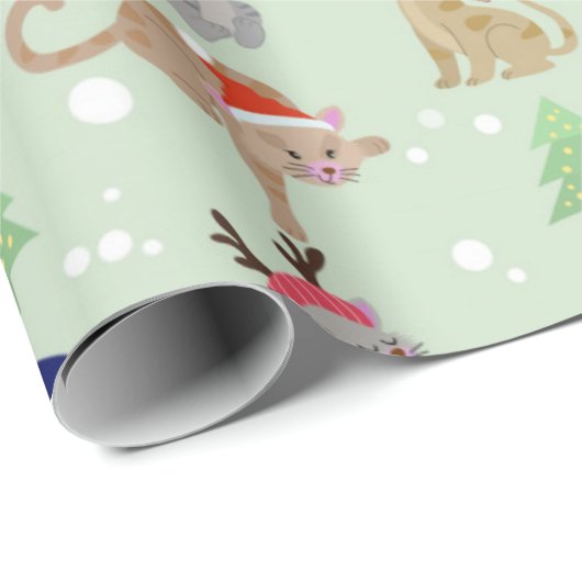 Happy Cats Weihnachtsmuster Geschenkpapier (Rolleneckpunkt)