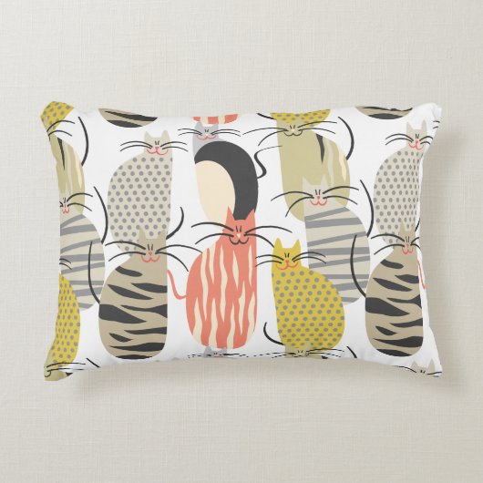 Happy Cats Whimsical Pattern Dekokissen (Vorderseite)