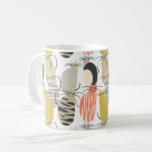 Happy Cats Whimsical Pattern Kaffeetasse (Vorderseite Links)